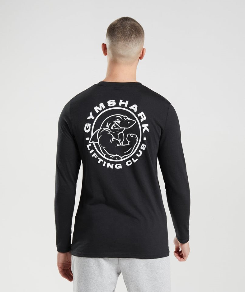 Men's Gymshark Legacy Long Sleeve T-Shirts Black | CA 7D516N